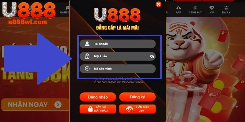 Những bước đăng nhập U888 cụ thể, chi tiết
